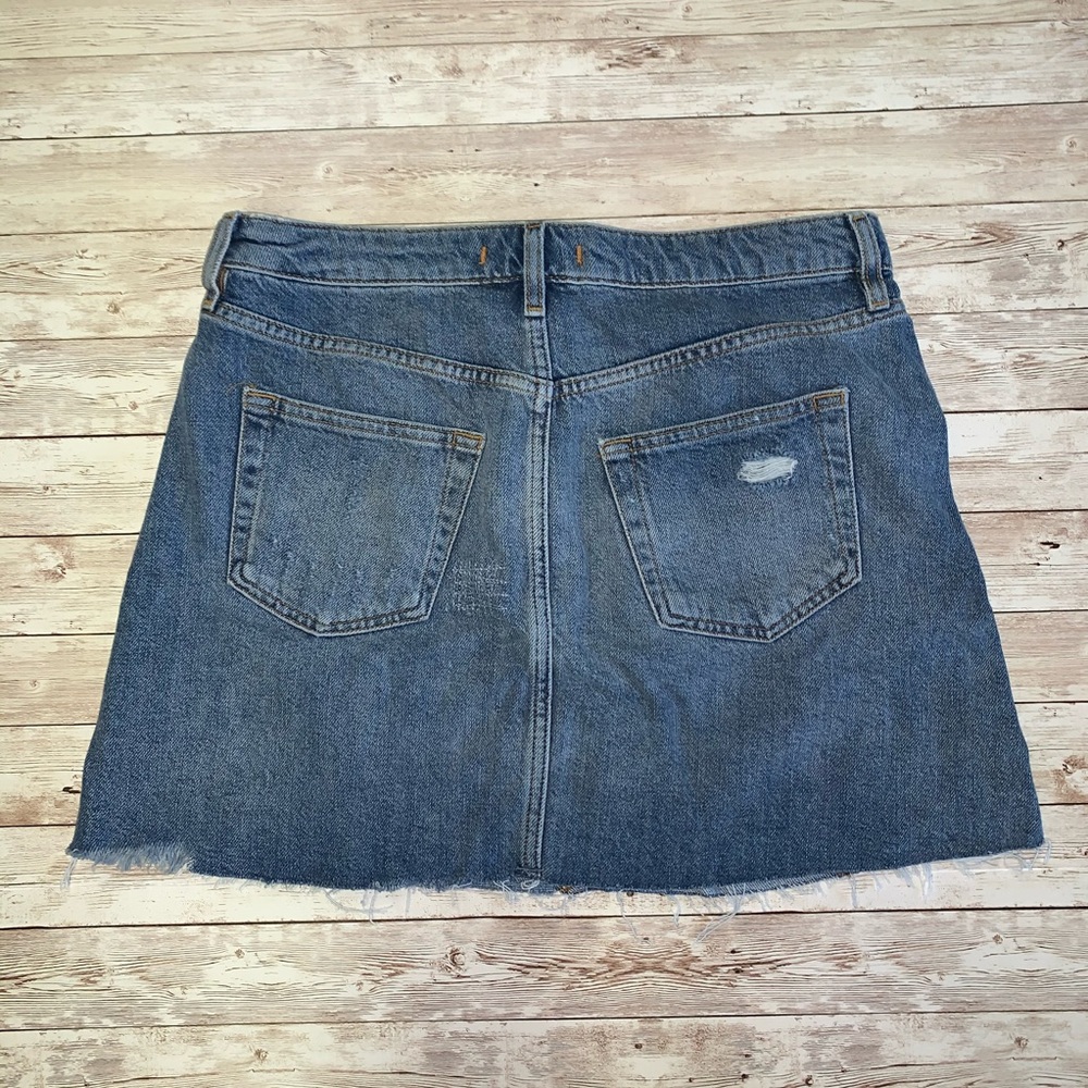 Free People Distressed Denim Mini Skirt - Blue - Picture 3 of 7